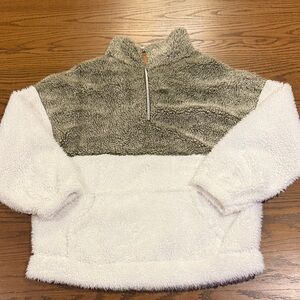 Poof! Two-Tone Fuzzy Sweater - Gray and White